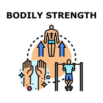 Person training pulling up increasing bodily strength concept Stock Illustration