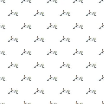 Person training on rowing machine workout seamless pattern イラスト素材