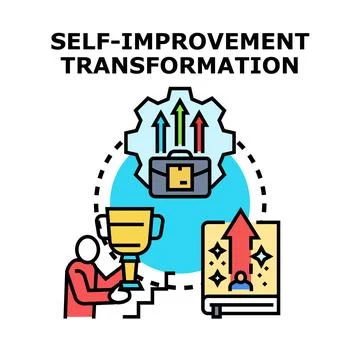 Person transforming through self improvement journey achieving success Stock Illustration
