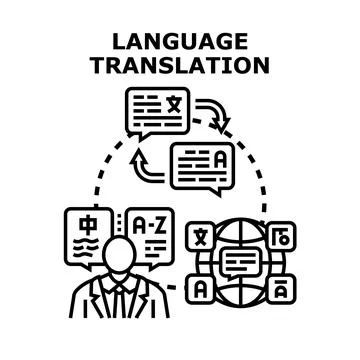 Person translating different languages for global communication Stock Illustration