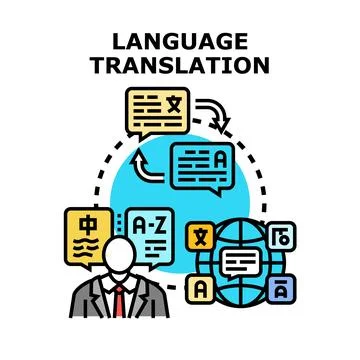 Person translating different languages for global communication Stock Illustration