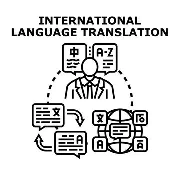 Person translating global languages for communication concept Stock Illustration