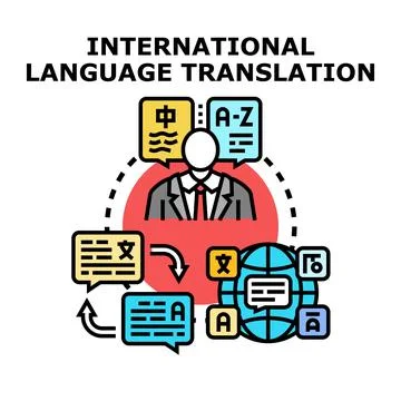Person translating global languages for communication concept Stock Illustration