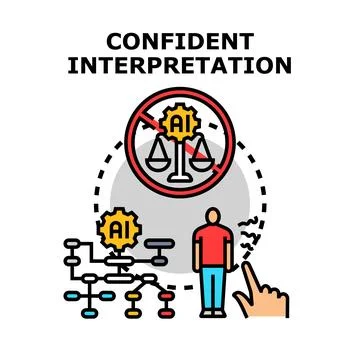 Person trusting human interpretation over artificial intelligence judgment 스톡 일러스트