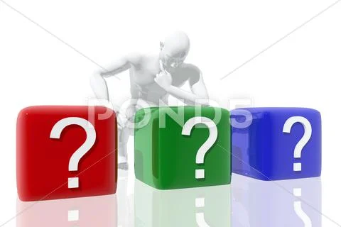 Person trying to decide between three options Stock Illustration