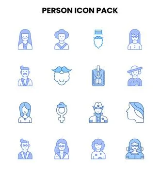 Person Two Colour Set Icons Pack Stock Illustration