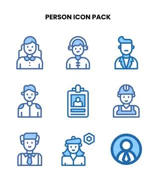 Person Two Colour Vector Icons Pack Stock Illustration