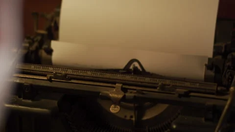 Person Types Letter On Old Typewriter. Cinematic Old Film Scene. Stock Footage 166365224