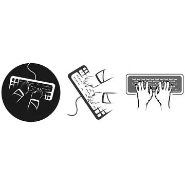 Person Typing On Computer Keyboard Stock Illustration