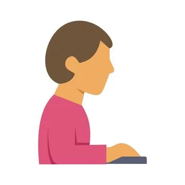 Person typing at computer keyboard profile illustration Stock-Illustration