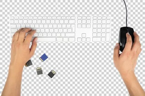 Person typing on keyboard and using mouse Stock Photos
