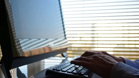 Person typing keyboard computer, hand, hands, typing closeup, black laptop Video stock 74071505