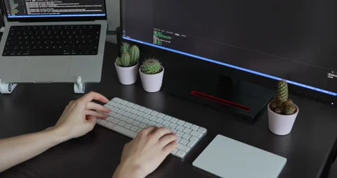 Person typing on a keyboard computer, hands Stock Footage 193363019