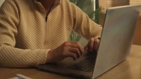 Person typing on laptop keyboard close up Stock-Footage 345860132