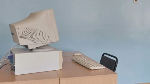  Person Typing Text Or Programming Code At Retro Old Pc. 스톡 동영상 126085350