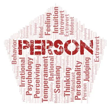 Person typography word cloud create with the text only. Illustrazione stock