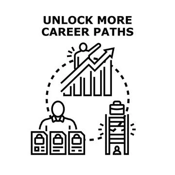 Person unlocking career path for professional growth Illustrazione stock