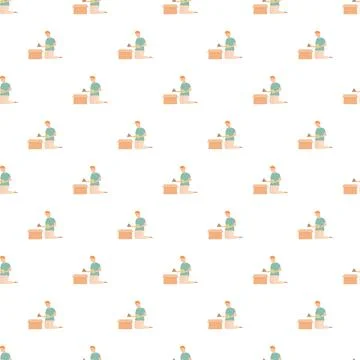 Person unpacking box seamless pattern background Illustrazione stock