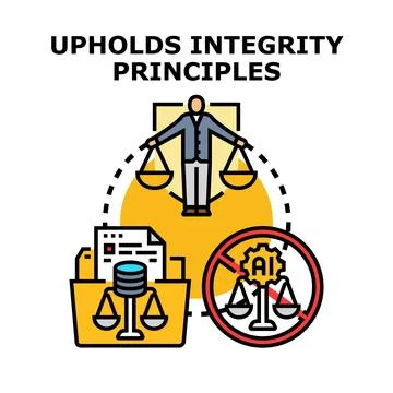 Person upholding integrity principles with data and no ai Stock Illustration