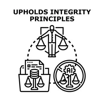 Person upholding integrity principles with data and no ai Stock Illustration