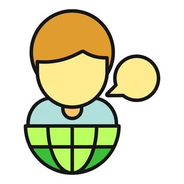 Person user icon speaking global communication concept Illustration