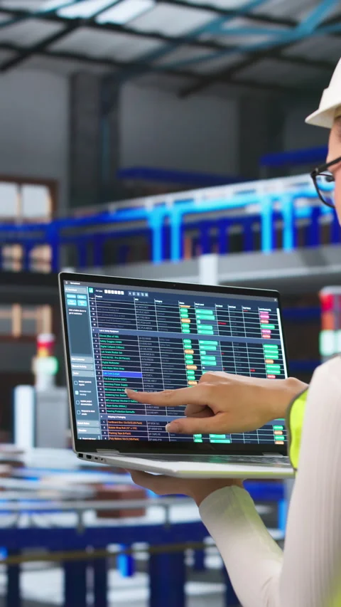Person Uses Computer To Track Inventory Stock Footage 345331431