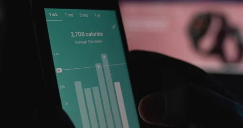 Person uses Fitbit App to check Calories Burned for the Day. Stock Footage 149439062