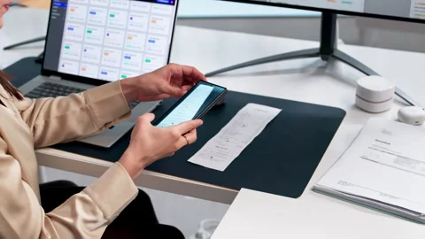 Person Uses Smartphone To Scan Receipt Stock Footage 337639310