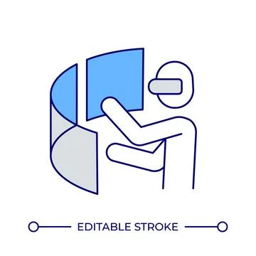 Person using AR line color icon Stock Illustration