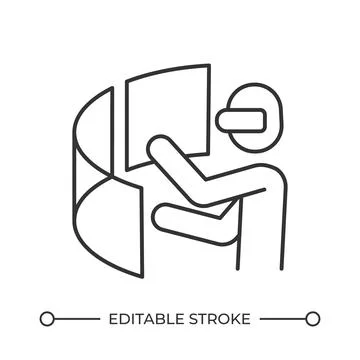 Person using AR line icon Stock Illustration