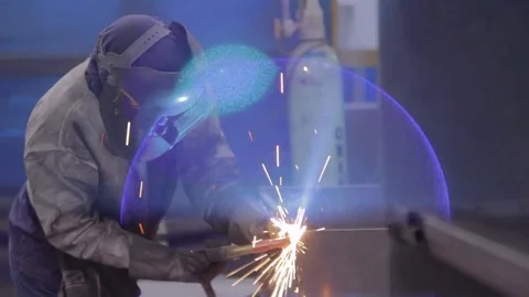 Person using a blowtorch on a factory Stock-Footage 75167445
