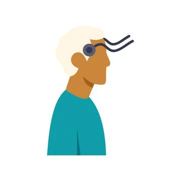 Person using a brain computer interface neural technology Stock Illustration