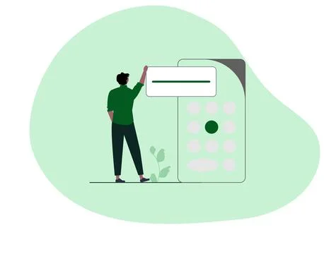 Person Using Calculator Flat Stock Illustration