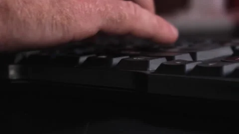 Person using computer finger typing close up, input information from keyboard Stock Footage 205162120