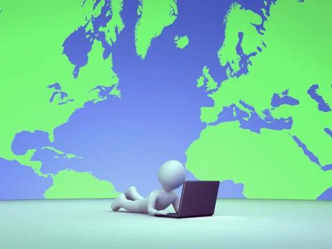 Person is using a computer indoors Stock Illustration