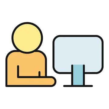 Person using computer screen working remotely Stock Illustration