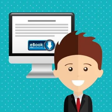 Person using an electronic book design Illustrazione stock