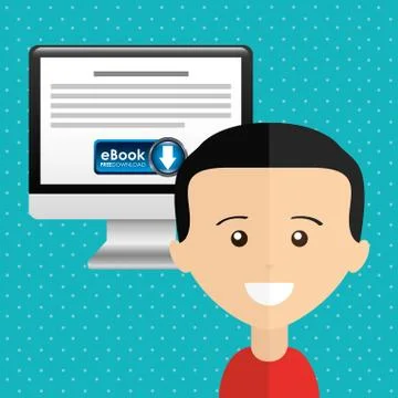 Person using an electronic book design Stock Illustration
