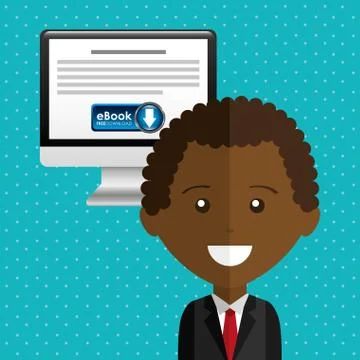 Person using an electronic book design Illustrazione stock