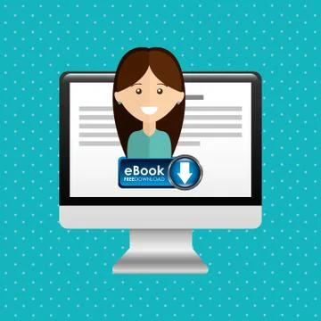Person using an electronic book design Stock Illustration