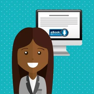 Person using an electronic book design Illustrazione stock
