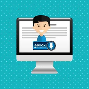 Person using an electronic book design 스톡 일러스트
