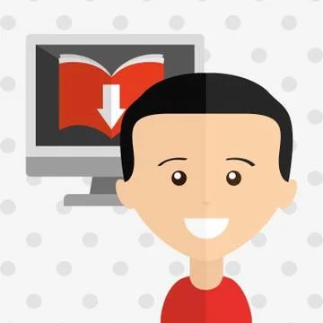 Person using an electronic book design Illustrazione stock