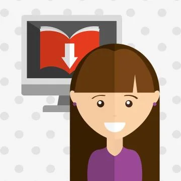 Person using an electronic book design Illustrazione stock
