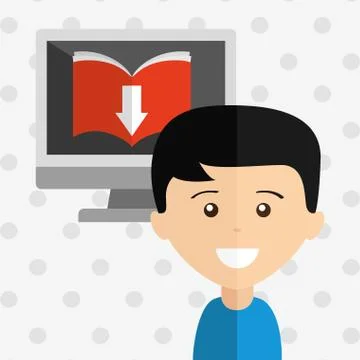 Person using an electronic book design Stock Illustration