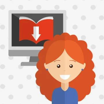 Person using an electronic book design Illustrazione stock