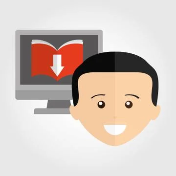 Person using an electronic book design Illustrazione stock