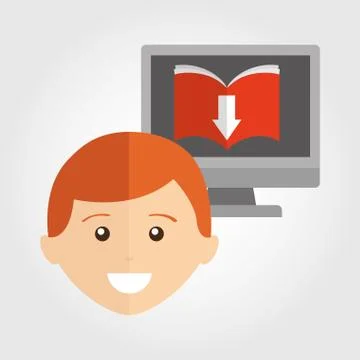 Person using an electronic book design Stock Illustration