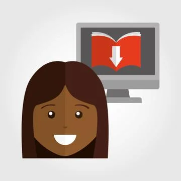 Person using an electronic book design 스톡 일러스트