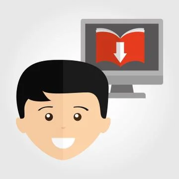 Person using an electronic book design Illustrazione stock